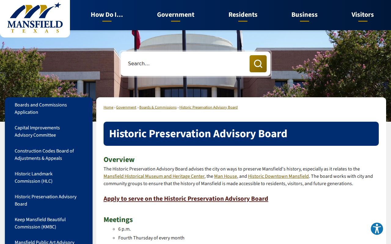 Mansfield neighbors historic preservation board records