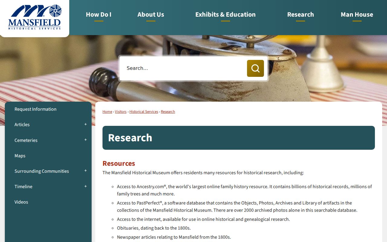 Mansfield city directory museum research collections page