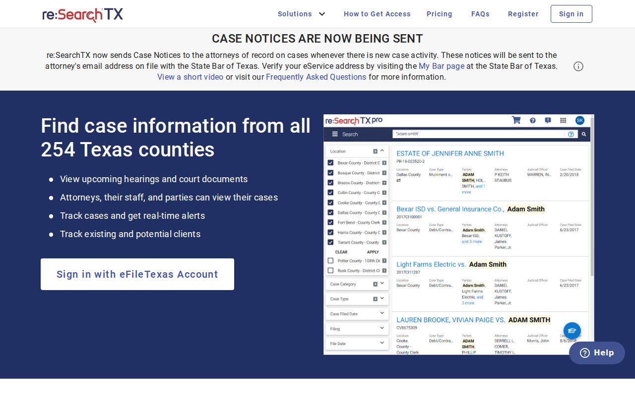 Mansfield resident lookup Texas appellate case search fields