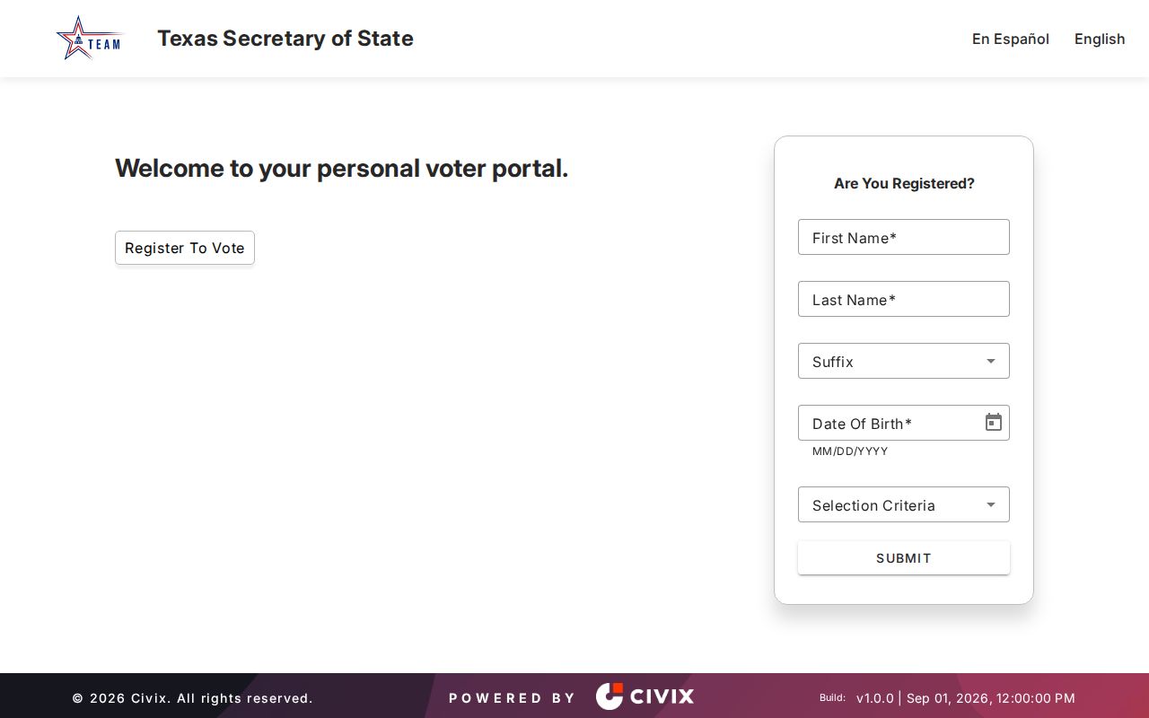 Mansfield resident lookup Texas My Voter Portal fields