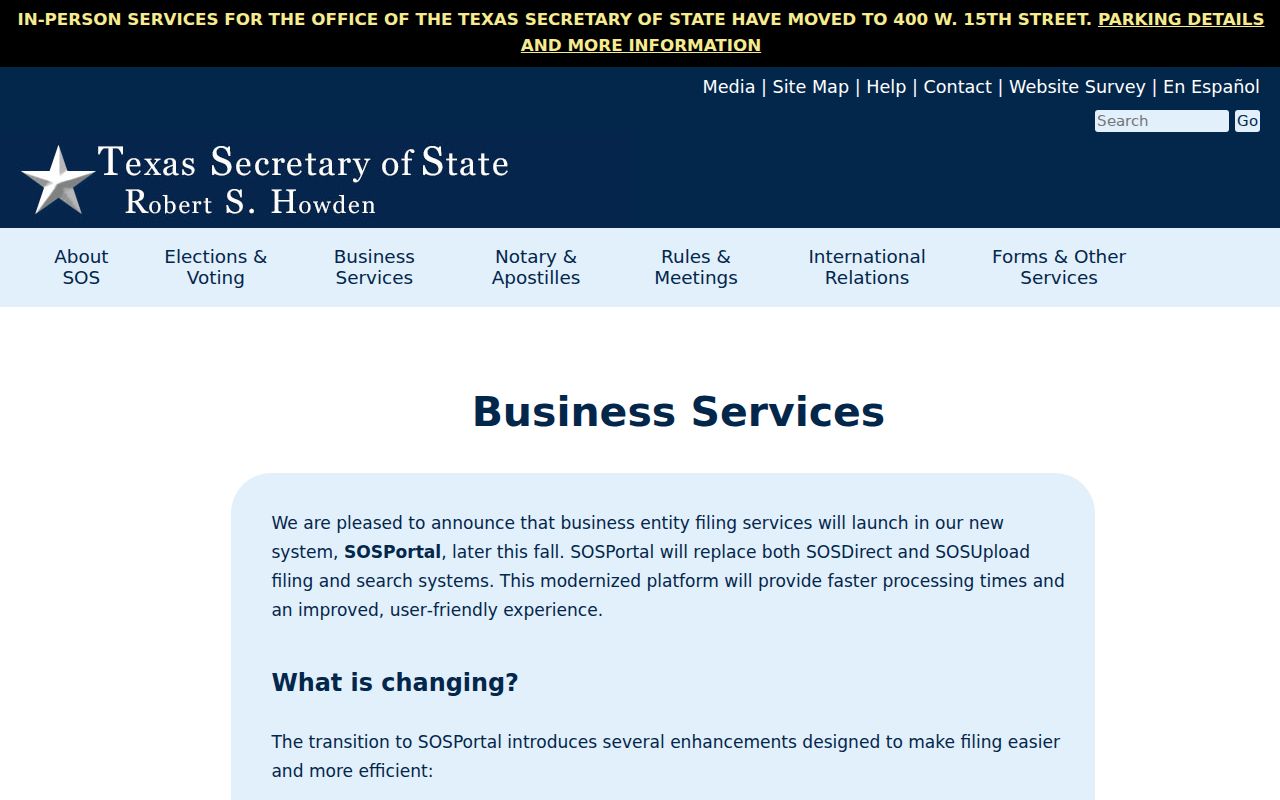 Mansfield residents directory Texas SOSDirect search entry point