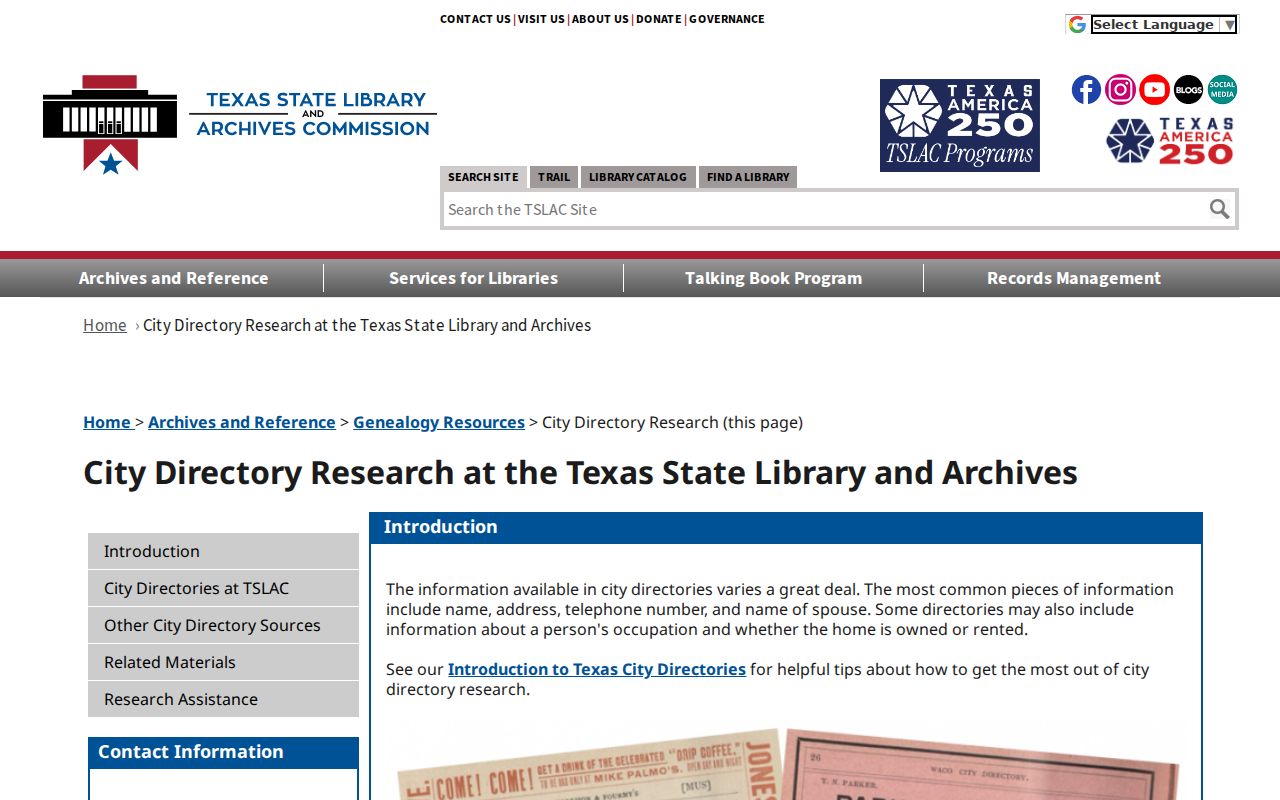 Mansfield city directory Texas State Library research guide